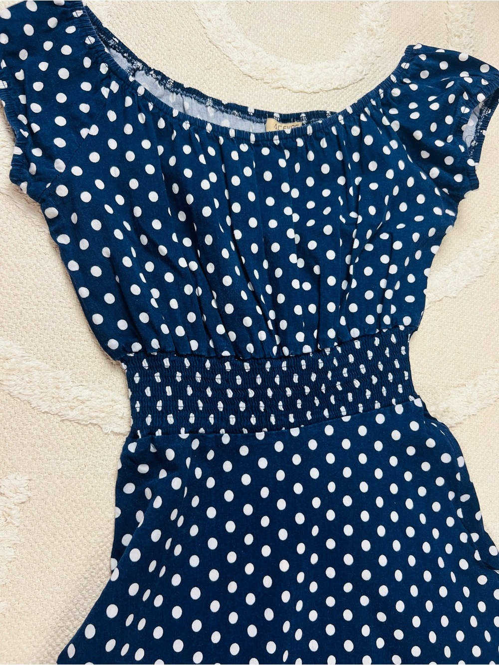 Polka Dot Navy and White Dress – M | Retro-Inspired - Picture 8 of 15